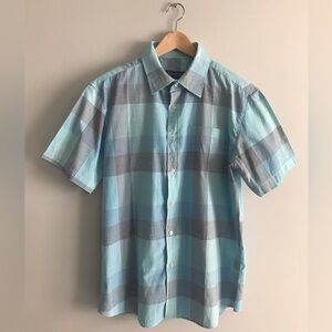 Casual Men's Light Blue Plaid Shirt size L